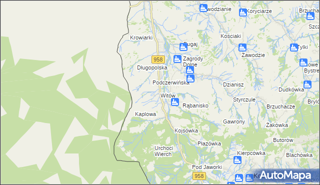 mapa Witów gmina Kościelisko, Witów gmina Kościelisko na mapie Targeo