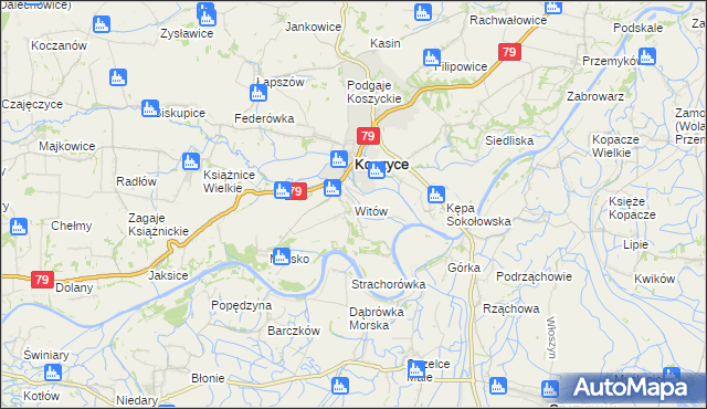 mapa Witów gmina Koszyce, Witów gmina Koszyce na mapie Targeo