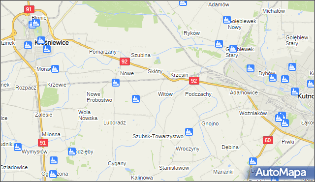 mapa Witów gmina Krośniewice, Witów gmina Krośniewice na mapie Targeo