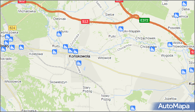 mapa Witowice gmina Końskowola, Witowice gmina Końskowola na mapie Targeo