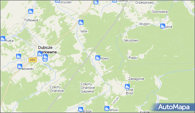 mapa Witowo gmina Dubicze Cerkiewne, Witowo gmina Dubicze Cerkiewne na mapie Targeo