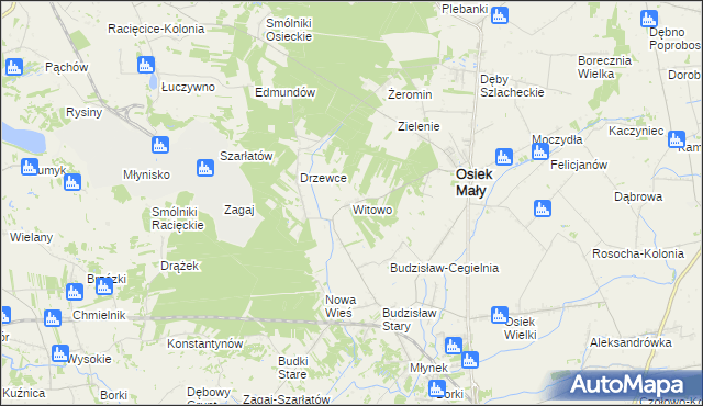 mapa Witowo gmina Osiek Mały, Witowo gmina Osiek Mały na mapie Targeo