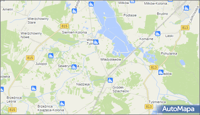 mapa Władysławów gmina Siemień, Władysławów gmina Siemień na mapie Targeo