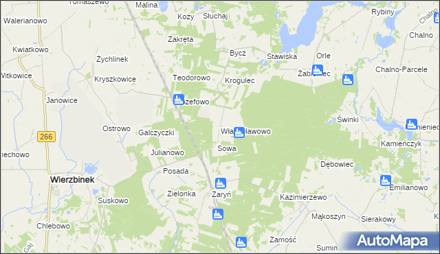 mapa Władysławowo gmina Wierzbinek, Władysławowo gmina Wierzbinek na mapie Targeo