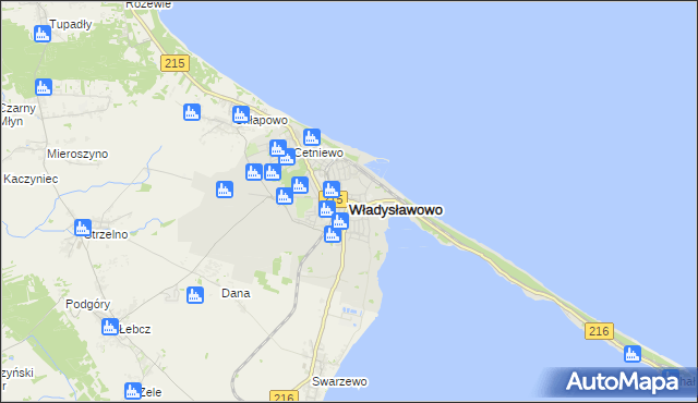 mapa Władysławowo powiat pucki, Władysławowo powiat pucki na mapie Targeo