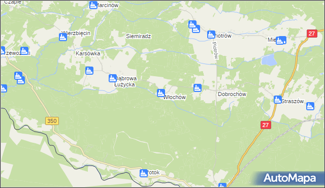 mapa Włochów gmina Przewóz, Włochów gmina Przewóz na mapie Targeo