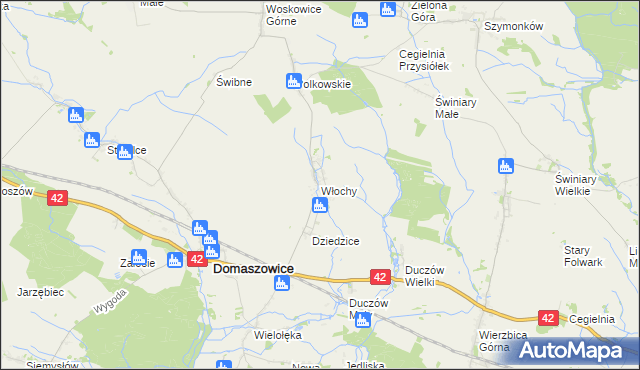 mapa Włochy gmina Domaszowice, Włochy gmina Domaszowice na mapie Targeo