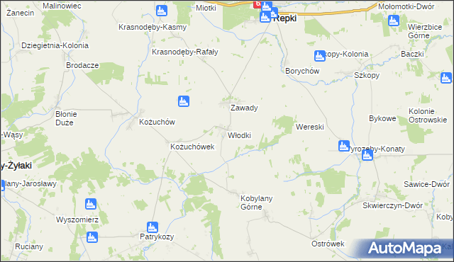 mapa Włodki gmina Repki, Włodki gmina Repki na mapie Targeo