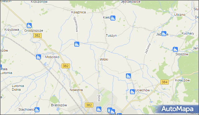 mapa Włóki gmina Dzierżoniów, Włóki gmina Dzierżoniów na mapie Targeo