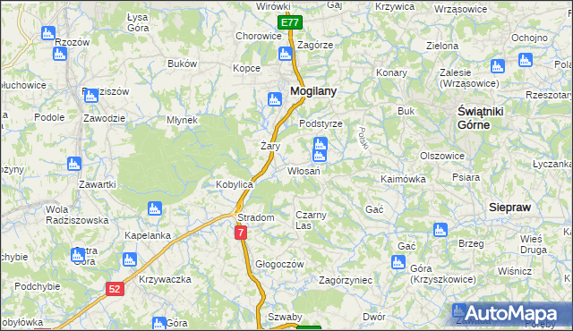 mapa Włosań, Włosań na mapie Targeo