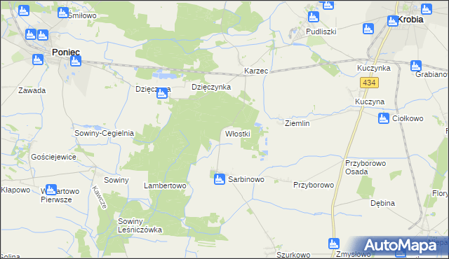 mapa Włostki, Włostki na mapie Targeo