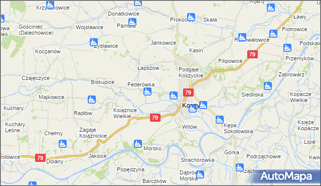 mapa Włostowice gmina Koszyce, Włostowice gmina Koszyce na mapie Targeo