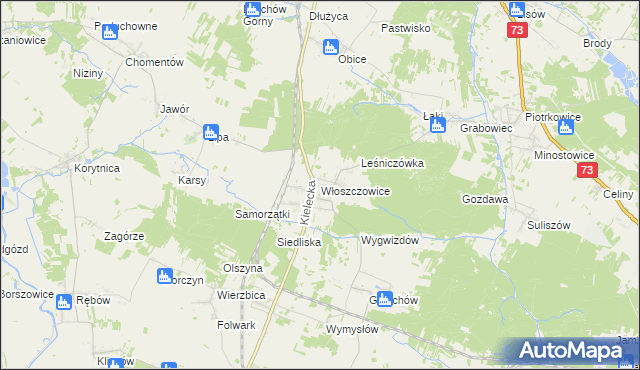 mapa Włoszczowice, Włoszczowice na mapie Targeo