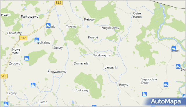 mapa Wodukajmy, Wodukajmy na mapie Targeo