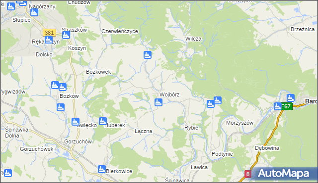 mapa Wojbórz, Wojbórz na mapie Targeo