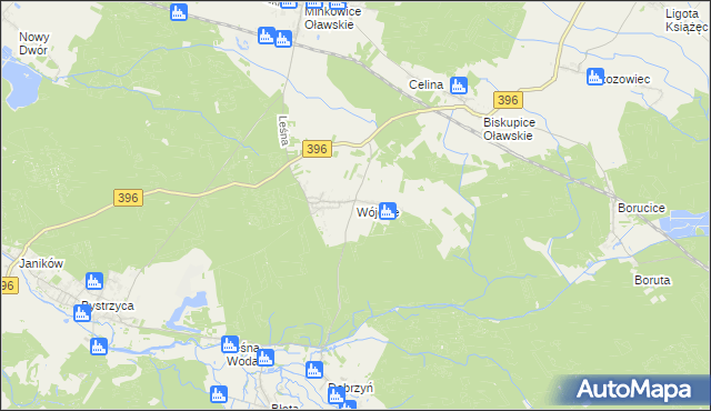mapa Wójcice gmina Jelcz-Laskowice, Wójcice gmina Jelcz-Laskowice na mapie Targeo