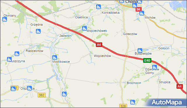 mapa Wojciechów gmina Zagrodno, Wojciechów gmina Zagrodno na mapie Targeo