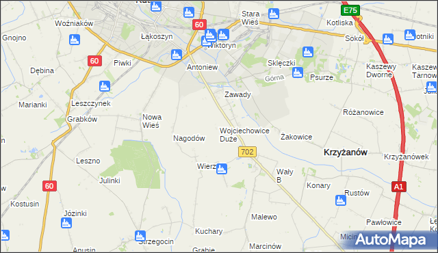 mapa Wojciechowice Duże, Wojciechowice Duże na mapie Targeo