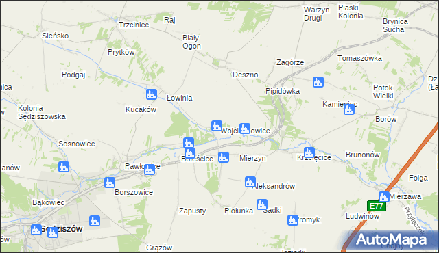 mapa Wojciechowice gmina Sędziszów, Wojciechowice gmina Sędziszów na mapie Targeo
