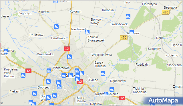 mapa Wojciechówka gmina Żelazków, Wojciechówka gmina Żelazków na mapie Targeo