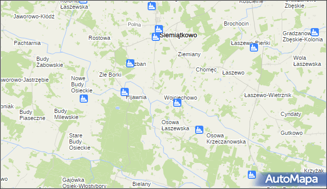 mapa Wojciechowo gmina Siemiątkowo, Wojciechowo gmina Siemiątkowo na mapie Targeo