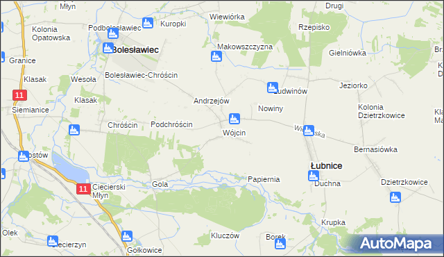 mapa Wójcin gmina Łubnice, Wójcin gmina Łubnice na mapie Targeo