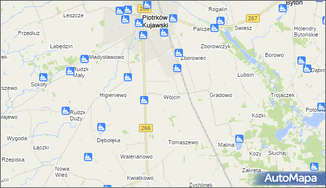 mapa Wójcin gmina Piotrków Kujawski, Wójcin gmina Piotrków Kujawski na mapie Targeo
