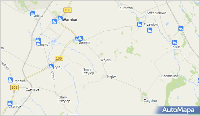 mapa Wójcin gmina Warnice, Wójcin gmina Warnice na mapie Targeo
