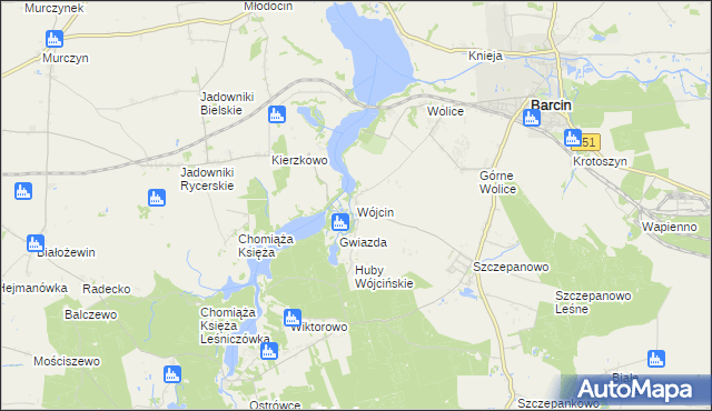 mapa Wójcin gmina Żnin, Wójcin gmina Żnin na mapie Targeo