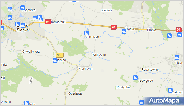 mapa Wojczyce, Wojczyce na mapie Targeo