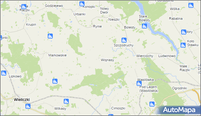 mapa Wojnasy gmina Wieliczki, Wojnasy gmina Wieliczki na mapie Targeo