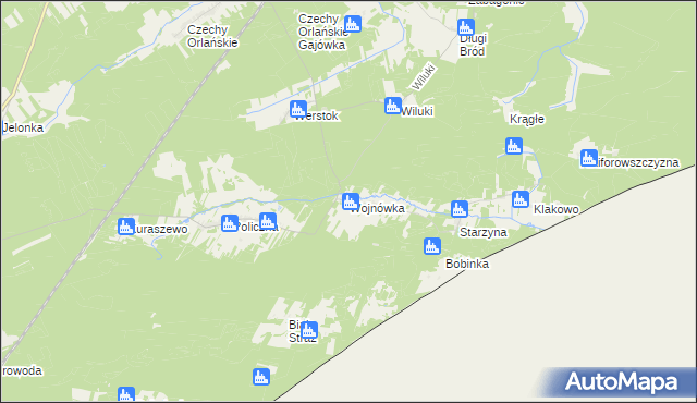 mapa Wojnówka gmina Dubicze Cerkiewne, Wojnówka gmina Dubicze Cerkiewne na mapie Targeo