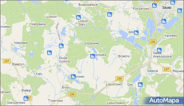 mapa Wojnówko gmina Murowana Goślina, Wojnówko gmina Murowana Goślina na mapie Targeo