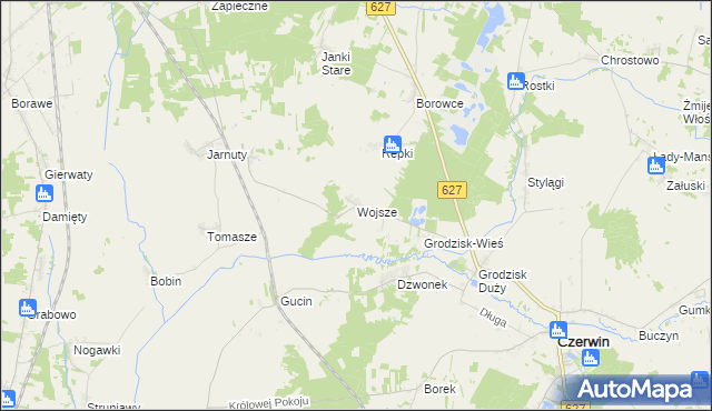 mapa Wojsze, Wojsze na mapie Targeo