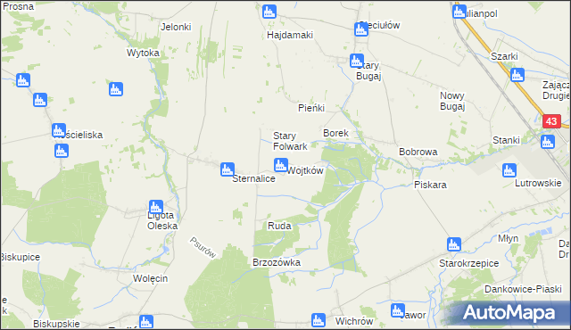mapa Wojtków, Wojtków na mapie Targeo