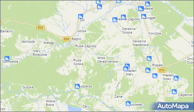 mapa Wola Dereźniańska, Wola Dereźniańska na mapie Targeo