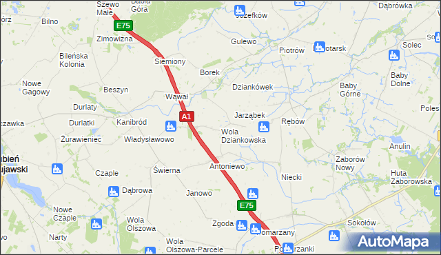 mapa Wola Dziankowska, Wola Dziankowska na mapie Targeo