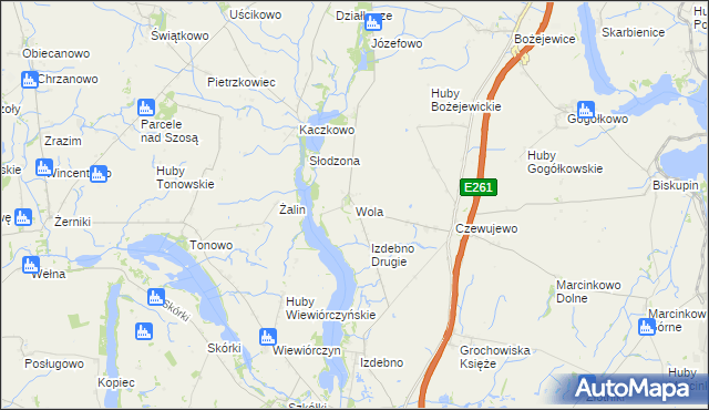 mapa Wola gmina Rogowo, Wola gmina Rogowo na mapie Targeo