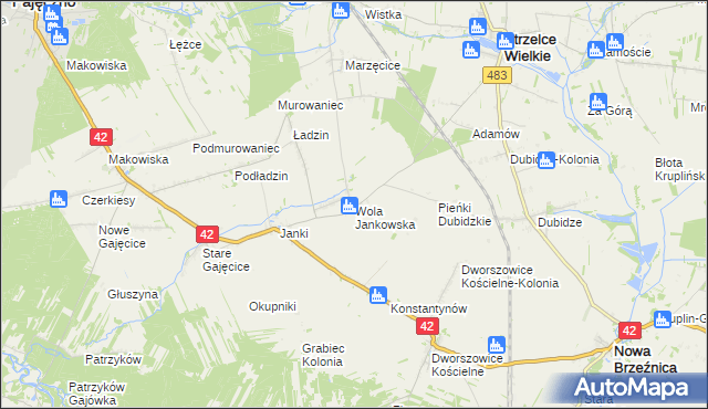 mapa Wola Jankowska, Wola Jankowska na mapie Targeo