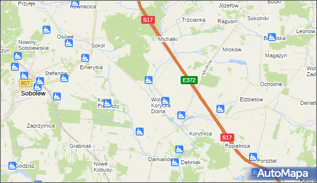 mapa Wola Korycka Górna, Wola Korycka Górna na mapie Targeo