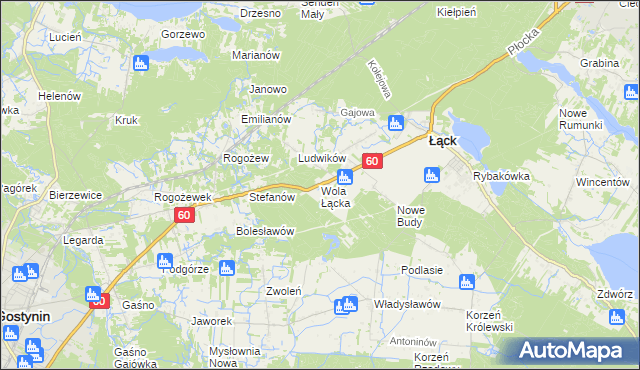 mapa Wola Łącka, Wola Łącka na mapie Targeo