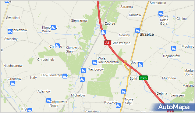 mapa Wola Raciborowska, Wola Raciborowska na mapie Targeo