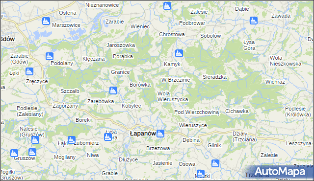 mapa Wola Wieruszycka, Wola Wieruszycka na mapie Targeo