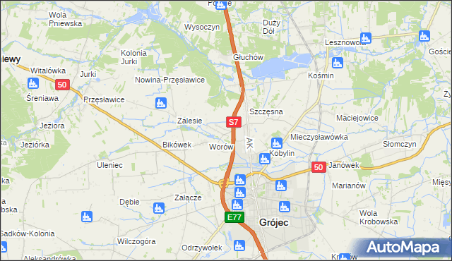 mapa Wola Worowska, Wola Worowska na mapie Targeo