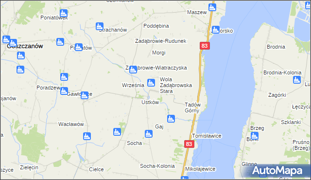 mapa Wola Zadąbrowska, Wola Zadąbrowska na mapie Targeo