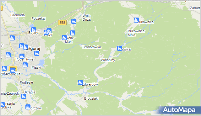 mapa Wolaniny, Wolaniny na mapie Targeo