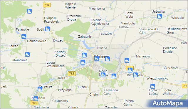 mapa Wolbrom, Wolbrom na mapie Targeo