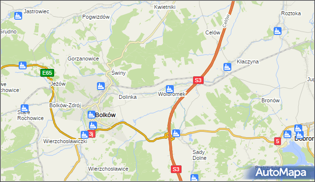 mapa Wolbromek, Wolbromek na mapie Targeo