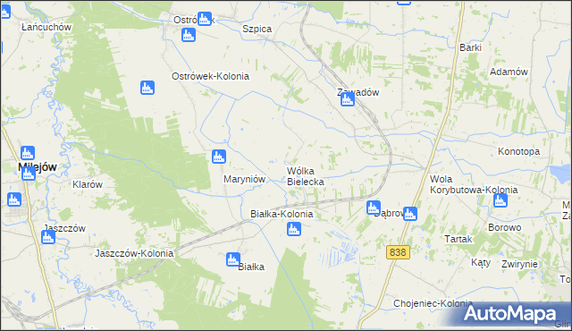 mapa Wólka Bielecka, Wólka Bielecka na mapie Targeo