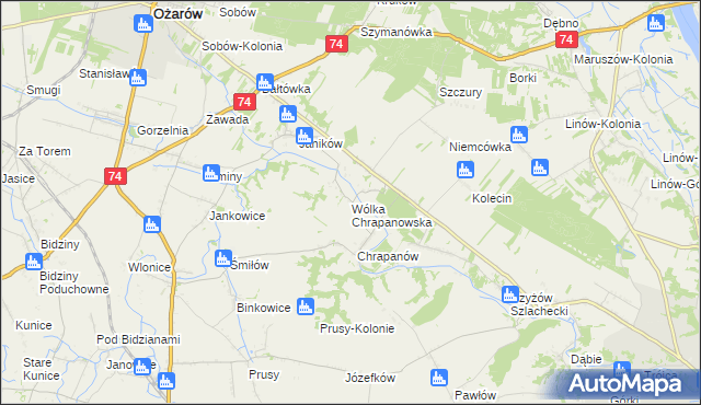 mapa Wólka Chrapanowska, Wólka Chrapanowska na mapie Targeo